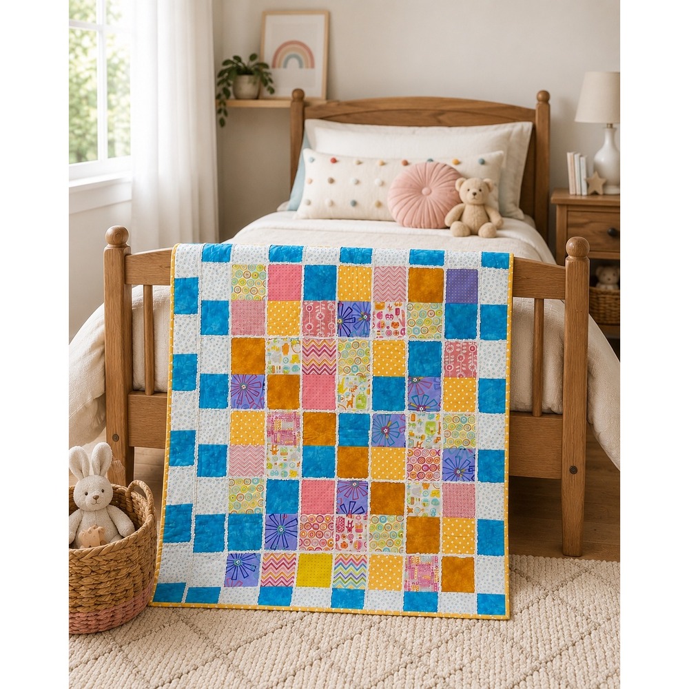 Handmade Reversible Colorful Rag Quilt Patchwork‎ Lap Quilt 44x36